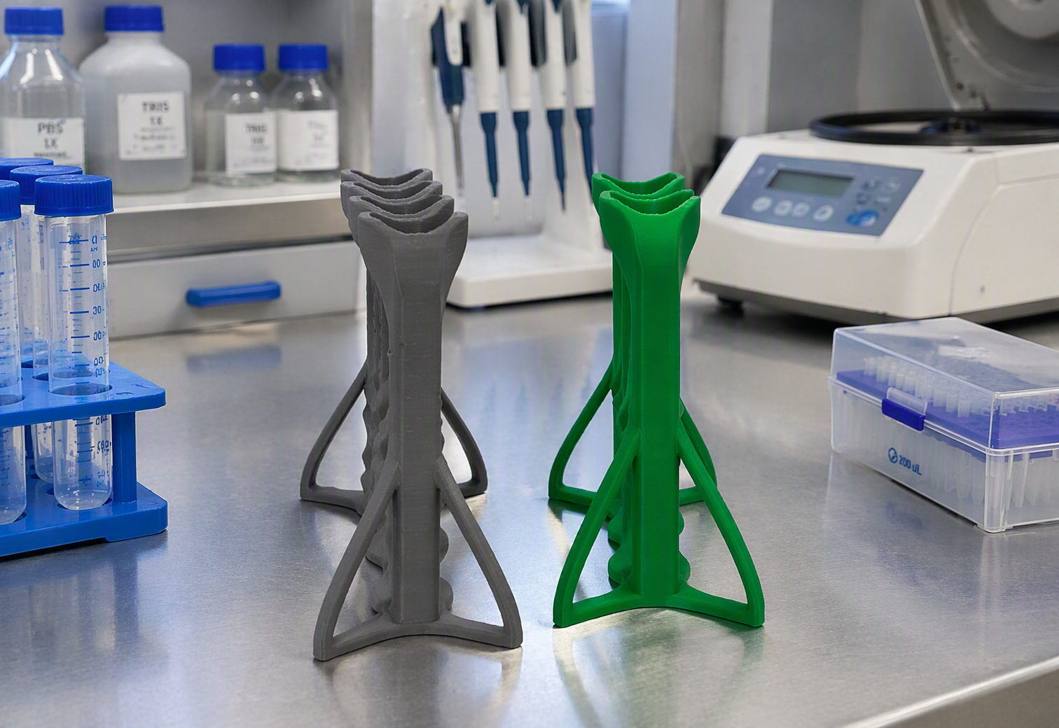 Grey 3D-printed holder for 15 ml centrifuge tubes by 3DR-I