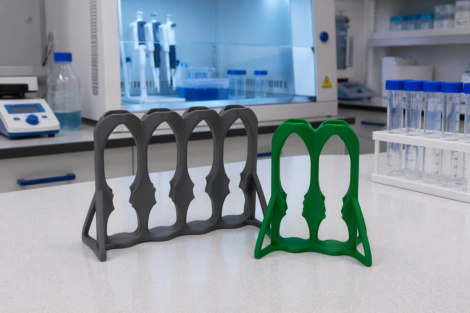 Grey 3D-printed holder for 15 ml centrifuge tubes by 3DR-I